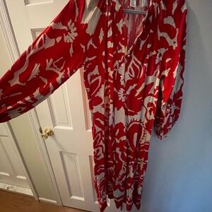 Red and White Floral Women's Dress